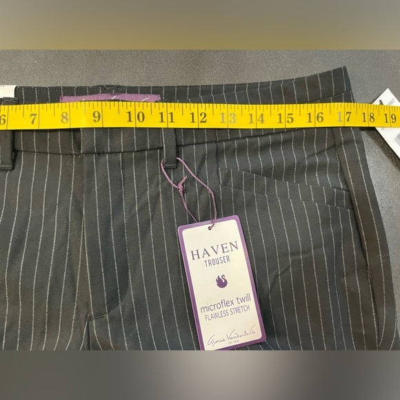 Gloria Vanderbilt Womens Black Micro flax Twill Haven Striped Trousers 10 New - Picture 10 of 14
